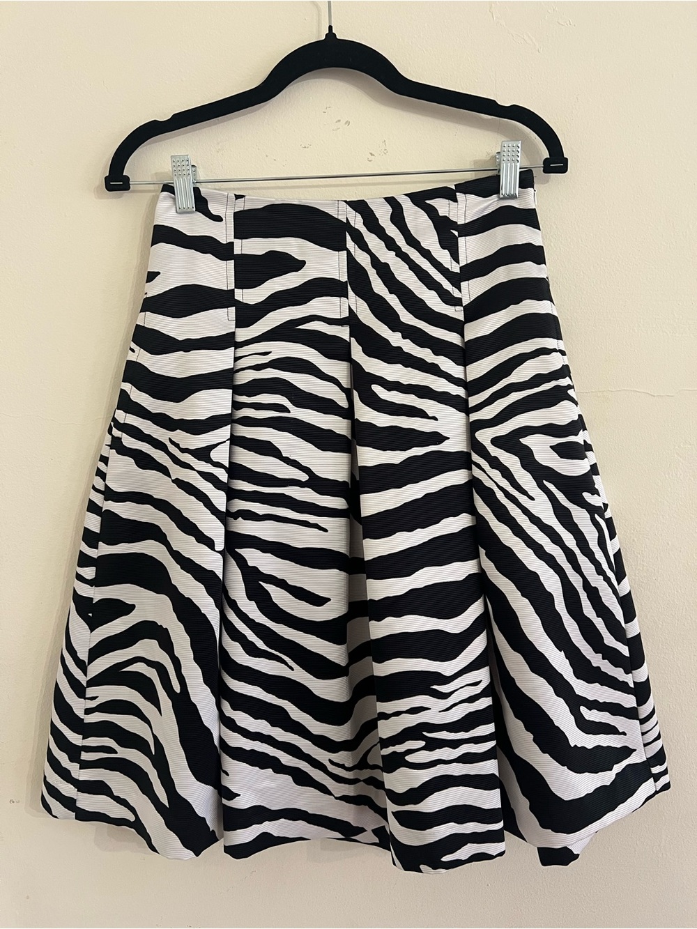 Express Design Studio Skirt 4 Zebra Print Pleated A-Line Midi POCKETS Lined Zip